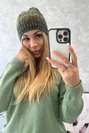 Čapica s fleece Melisa K241 hnedá+zelená
