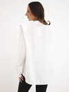 Damenhemd aus Viskose mit langen Ärmeln und Kragen ecru