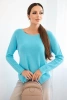 Women's sweater made of viscose with long sleeves and a round neckline turquoise