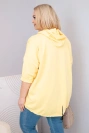 Moteriškas Plus Size džemperis iš viskozės su kapišonu ir kengūro tipo kišene geltona