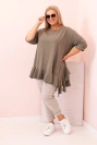 Women's Plus Size blouse with cotton, featuring a pocket and rolled sleeves kiwi