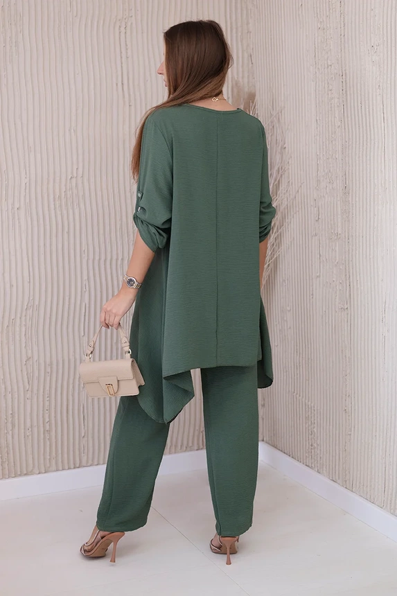 Set Bluse + Hose mit Anhänger dunkles Khaki
