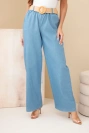 Damenhose mit weitem Bein und Gürtel helljeansblau