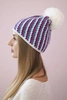 Cap with a pompom Hanna K328 white+jeans