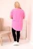 Plus Size women's blouse made of viscose with floral print and inscription pink