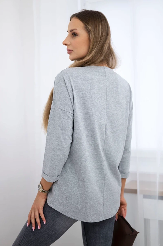 American Girl grafická halenka šedá S/M - L/XL