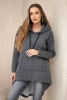 Padded sweatshirt with long back and hood graphite