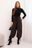 Women's wide-leg trousers with ties at the bottom brown