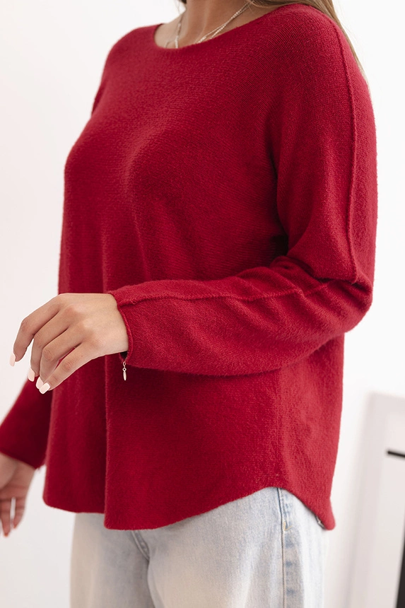 Damenpullover aus Viskose mit langen Ärmeln und Rundhalsausschnitt bordeaux