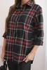 Women's plaid shirt with a longer back black