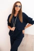 Women's set buttery hoodie and pants with a belt navy