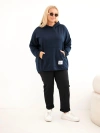 Dámska mikina Plus Size z viskózy s kapucňou a klokankovým vreckom granátová
