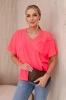 Cotton blouse with a decorative bow pink neon