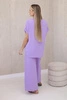 Komplet s náhrdelníkem halenka + kalhoty světle fialová