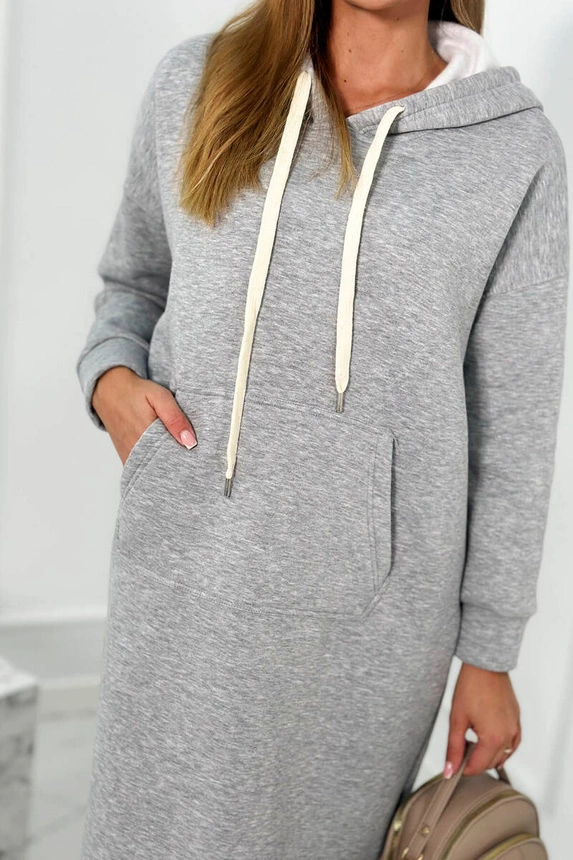 Long dress with a hood grey