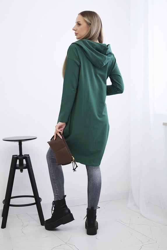 Sweatshirt with long back and hood green