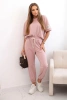 Women's viscose set with short sleeves and trousers dark pink
