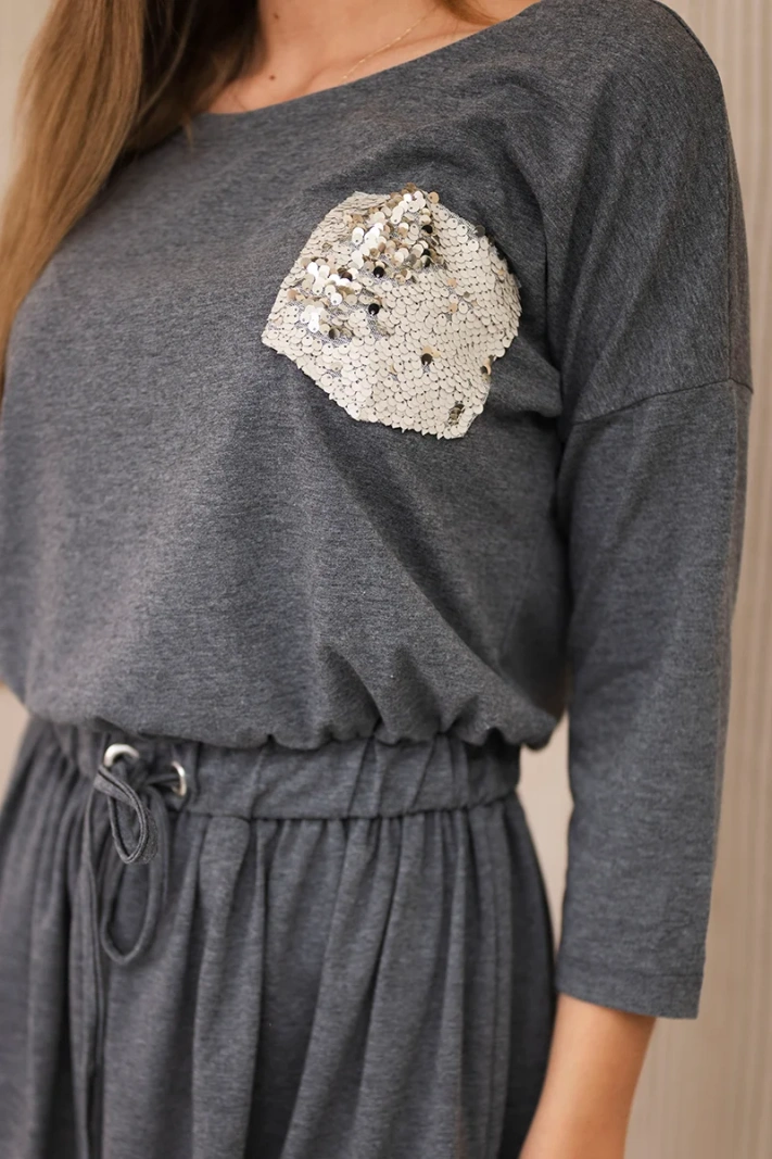 Pailletten-Taschenkleid in Graphit
