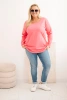 Bluzka damska Plus Size z dekoltem w łódkę różowa