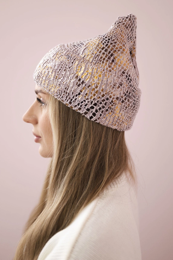 Mütze mit Mohair Leopard K233 puderrosa