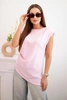 Elegant women's blouse with ruffles and asymmetrical cut Candy Pink