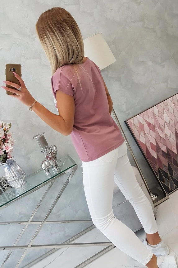 Lippenprint-Bluse dunkelrosa