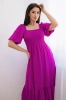 Платье с складками на горловине темно-фиолетовый