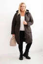 Women's winter quilted Plus Size jacket with a hood red