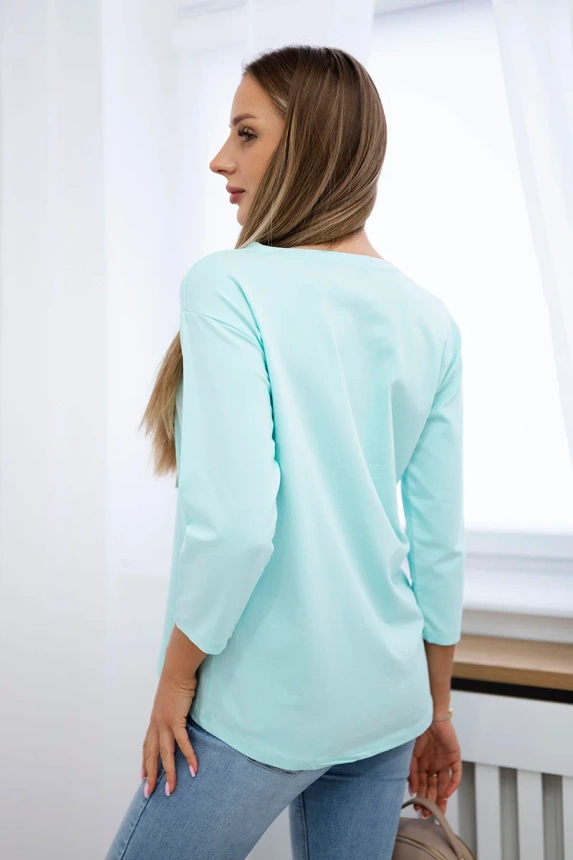 Blouse with flamingo graphics 3D mint