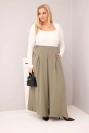 Moteriškos medvilnės kelnes Plus Size su plačia kojų dalimi ir laisvu siluetu khaki