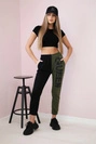 Women's sweatpants with QUEEN inscription khaki