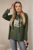 Oversized viscose sweatshirt with print khaki