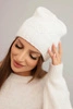 Women's winter hat made of wool with a geometric pattern K479 ecru