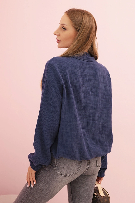 Women's muslin shirt with long sleeves navy