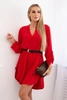 Платье с более длинной спинкой и поясом красный