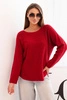 Sweterek damska z wiskozy z długim rękawem i okrągłym dekoltem bordowy