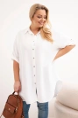 Dámska košeľa Plus Size z viskózy s dlhším zadným dielom biela