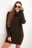 Women's dress made of viscose knit with a wide collar brown