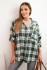 Women's cotton checkered shirt with a distressed effect green