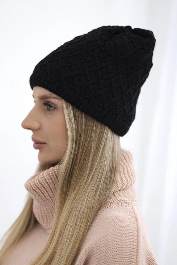 Čapica s fleece Kratka K204 čierna