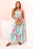 Damenkleid aus Baumwolle mit buntem Muster blau