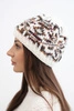 Women's winter wool hat with Norwegian pattern K354 ecru+rust