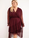 Dámské šaty Plus Size zavinovací s příměsí viskózy švestkové