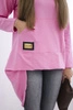 Sweatshirt with long back and hood pink