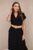 Dress with a decorative belt black