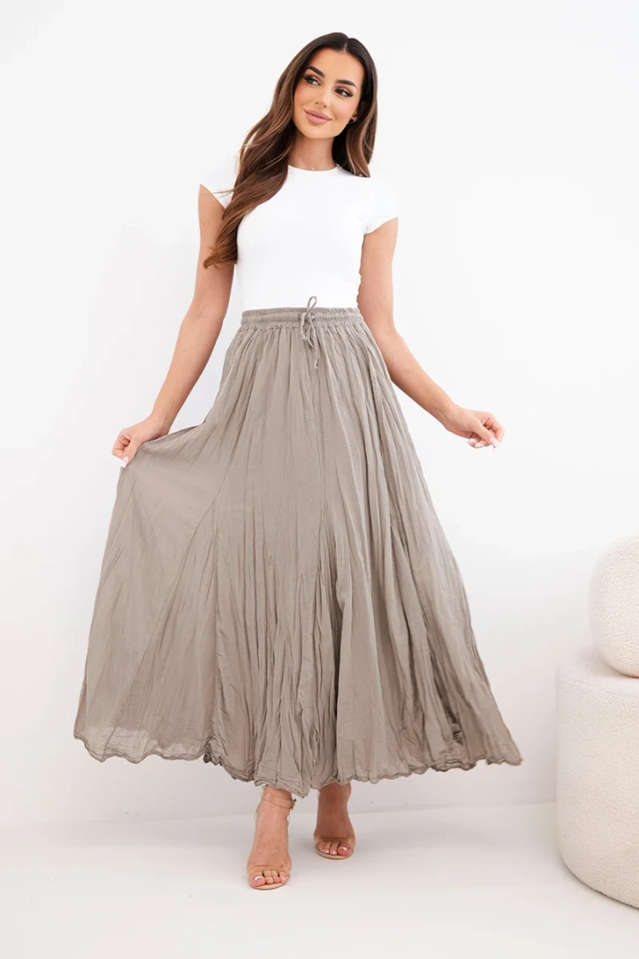 Damen-Maxi-Baumwollrock mit Gummizug in der Taille fango