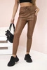 Damenhose aus Kunstleder mit Bindung und Schlitz am Bein braunen