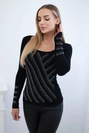 Knitted blouse with zirconia motif black