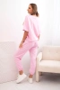 Women's viscose set with short sleeves and trousers candy pink