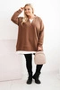 Women's insulated Plus Size hoodie with a V-neck brown